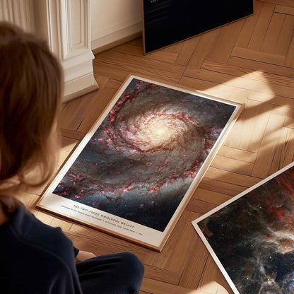 Two-Faced Whirlpool Spiral Galaxy Hubble NASA Space Art Print