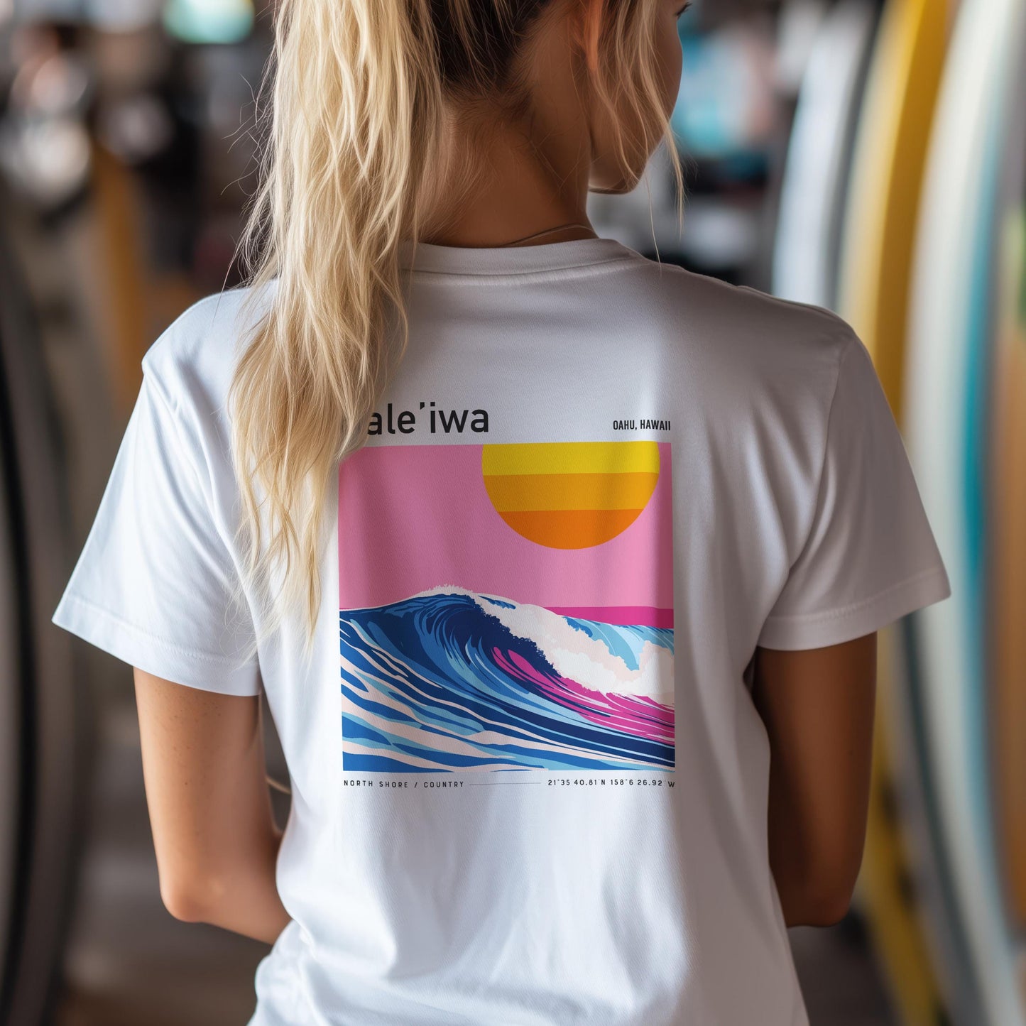 Haleiwa North Shore Oahu Hawaii Surf Shirt Pocket Tee