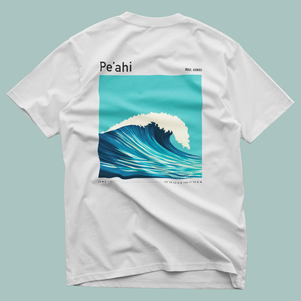 Peahi Jaws surf shirt pocket tee with minimalist big wave graphic