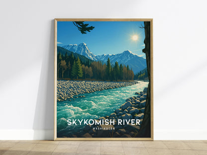 Skykomish River Poster | Washington Cascade Art | PNW Mountain Print