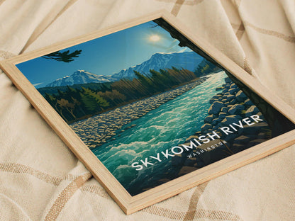 Skykomish River Poster | Washington Cascade Art | PNW Mountain Print