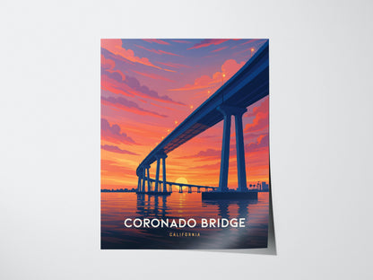 Coronado Bridge San Diego California Travel Print Wall Art