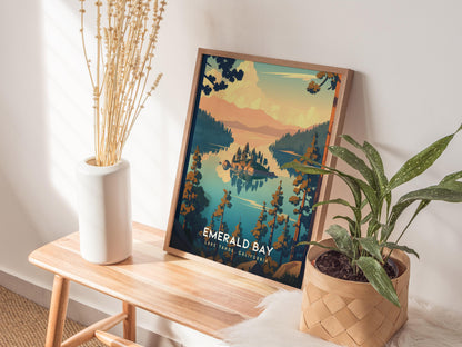 Emerald Bay State Park Lake Tahoe California Framed Travel Print Wall Art