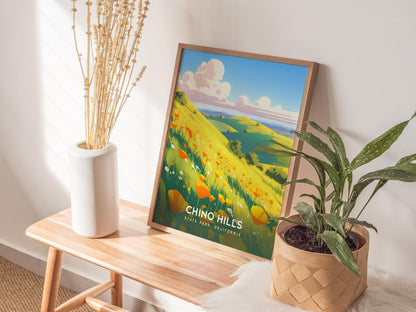 Chino Hills State Park California Golden Wildflowers Framed Travel Print Wall Art