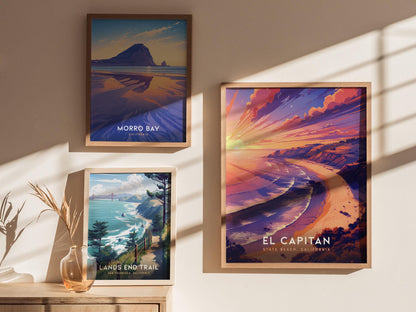 El Capitan State Beach California Coast Framed Travel Print Wall Art