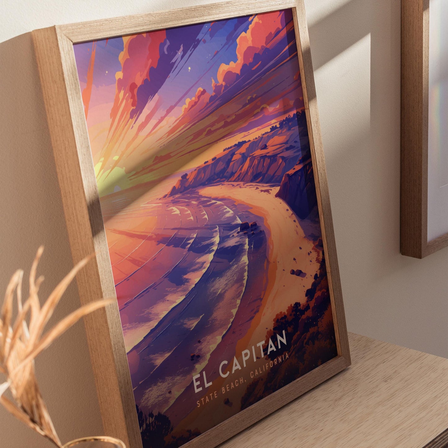 El Capitan State Beach California Coast Framed Travel Print Wall Art