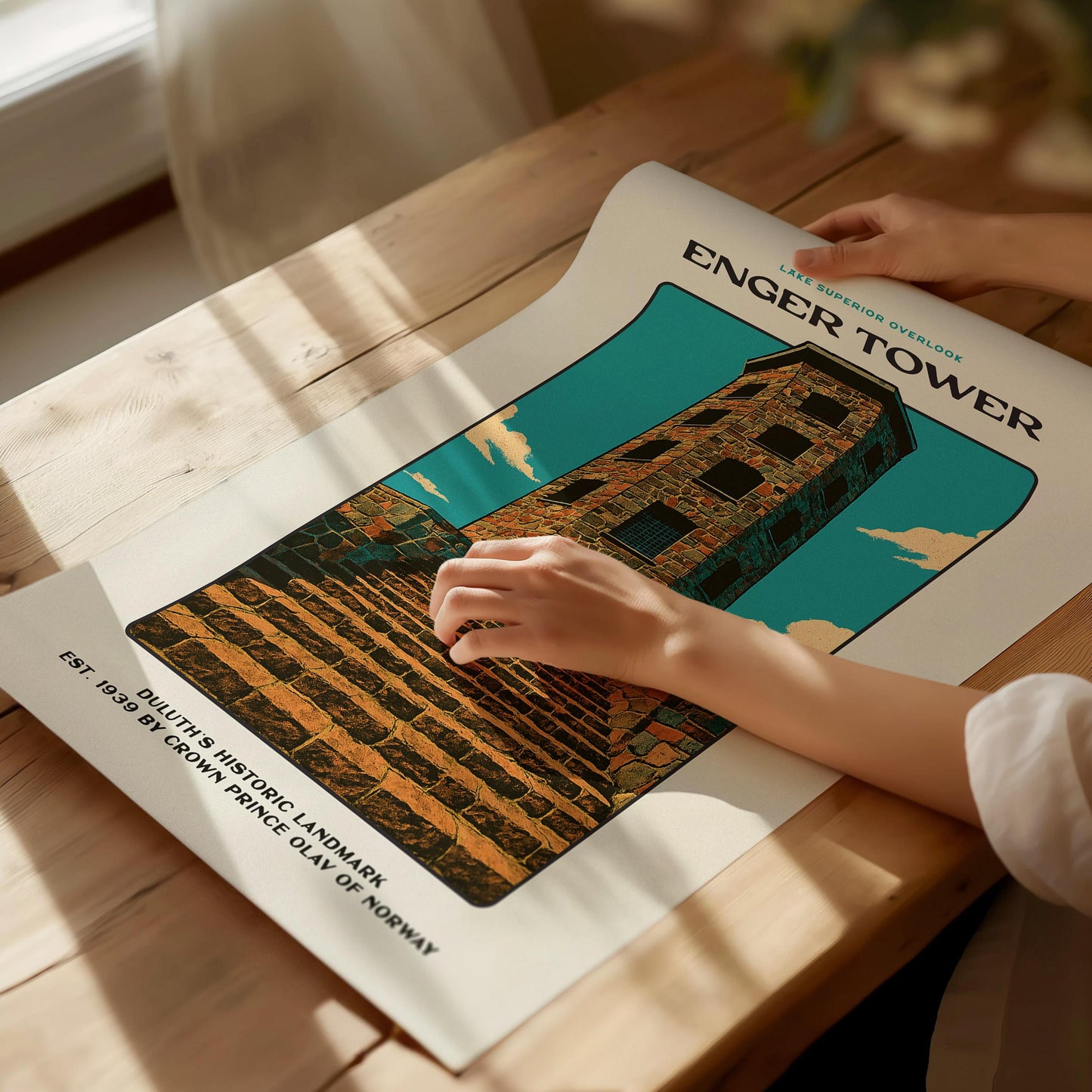 Enger Tower Block Print | Duluth Minnesota Vintage Wall Art | Framed or Unframed