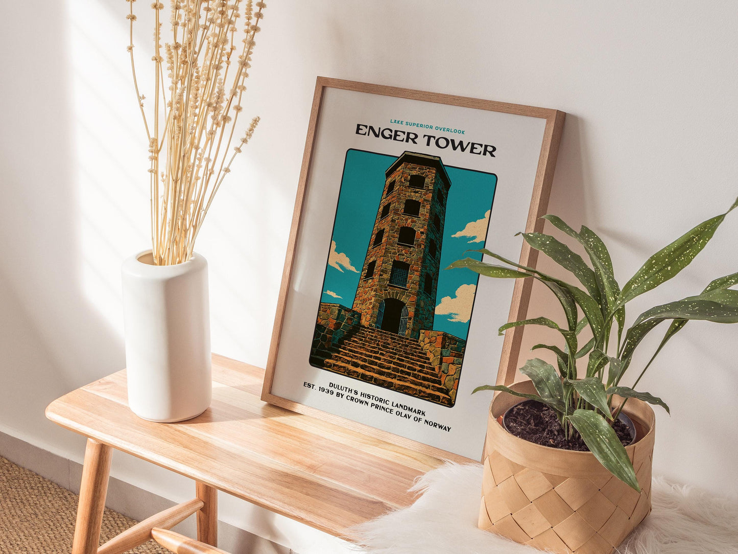 Enger Tower Block Print | Duluth Minnesota Vintage Wall Art | Framed or Unframed