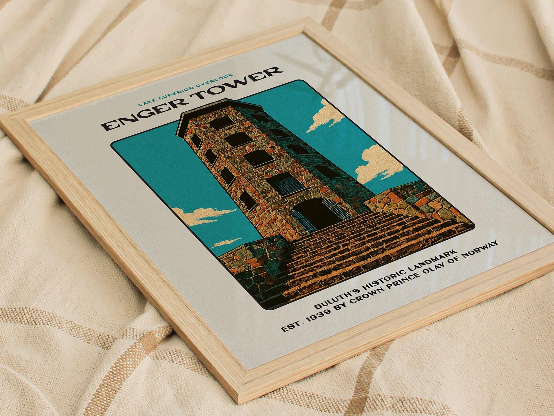 Enger Tower Block Print | Duluth Minnesota Vintage Wall Art | Framed or Unframed