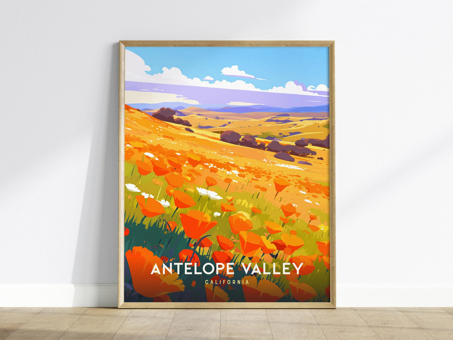 Antelope Valley Poppy California Super Bloom Framed Travel Print Wall Art