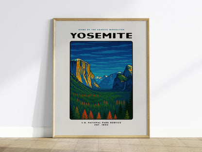 Yosemite National Park Poster | Vintage WPA-Style Travel Print | Framed or Unframed Wall Art