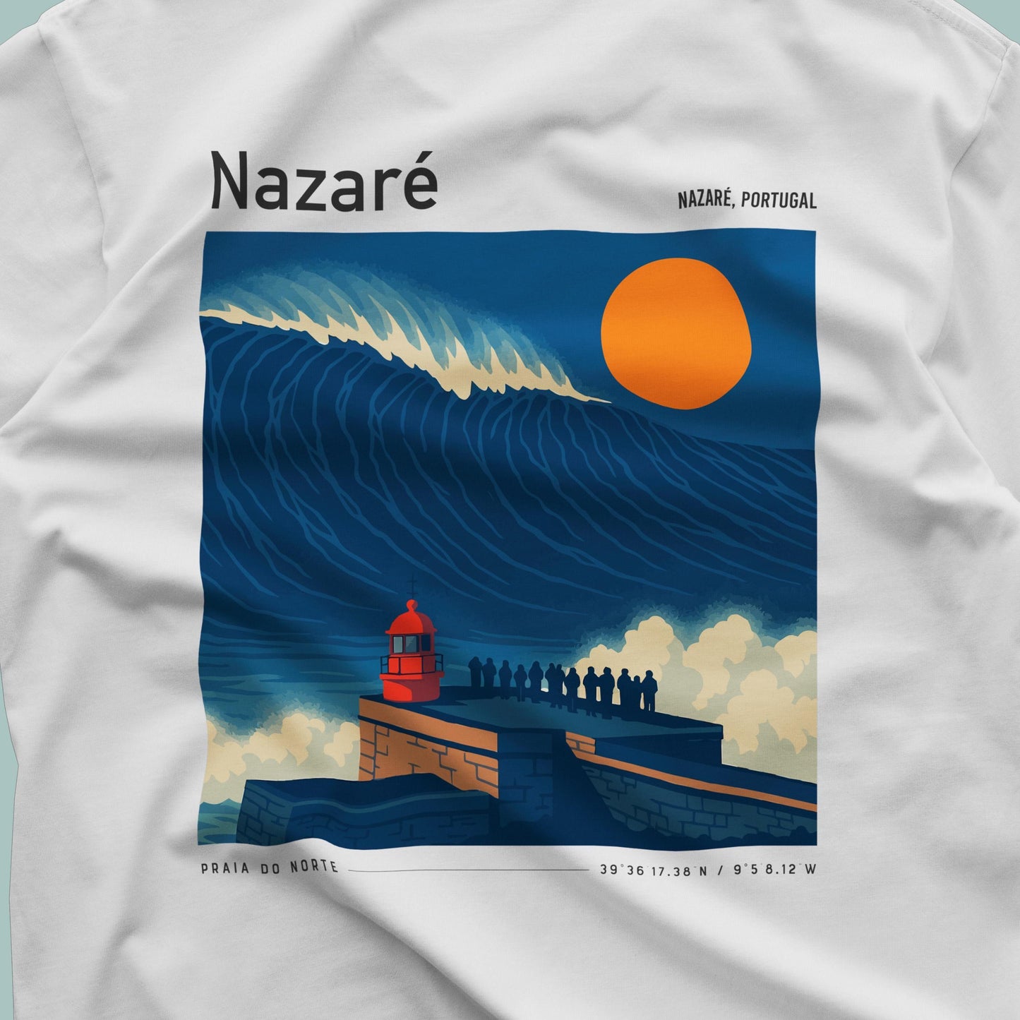 Nazaré Portugal Surf Shirt Vintage Style Pocket Tee
