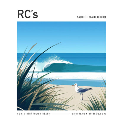RCs Satellite Beach Florida Surf Shirt Retro Pocket Tee