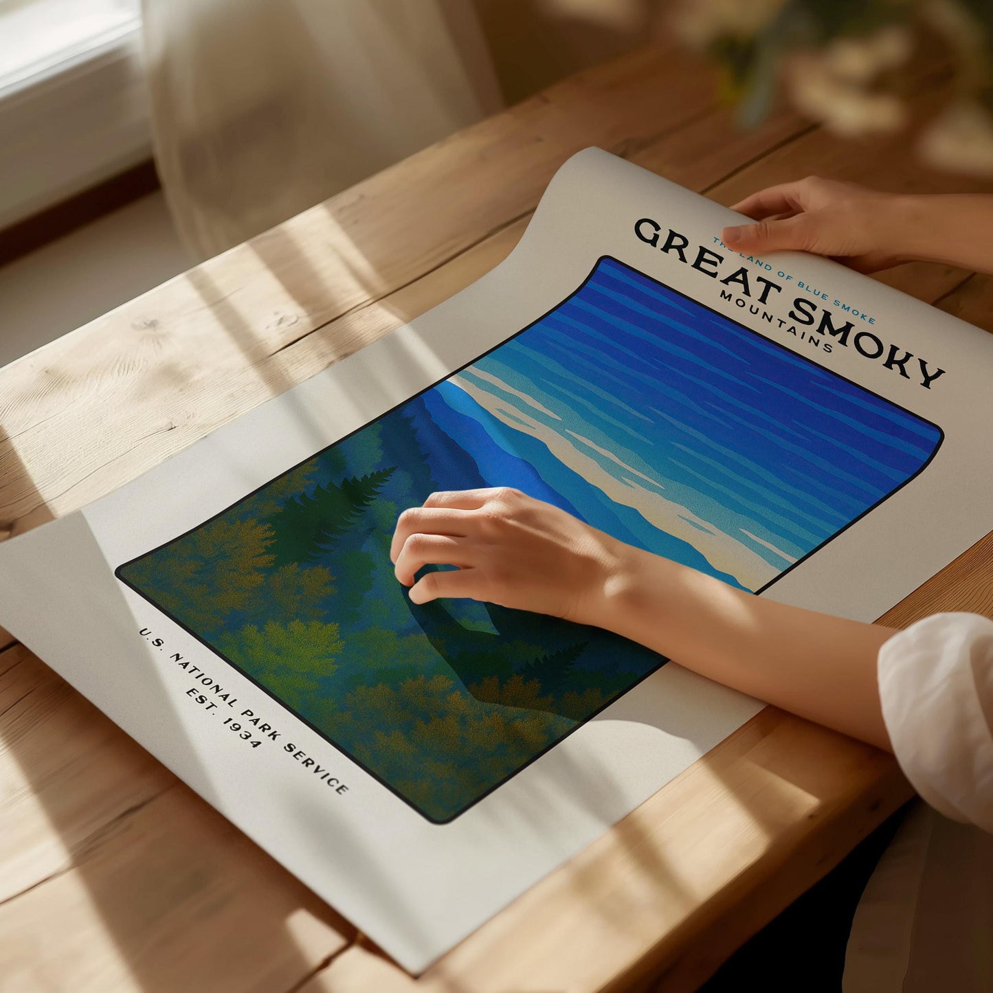 Great Smoky Mountains Block Print | Vintage National Park Wall Art