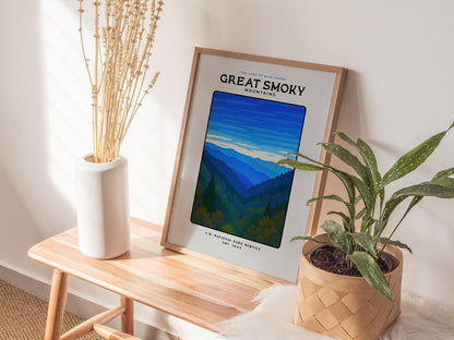 Great Smoky Mountains Block Print | Vintage National Park Wall Art