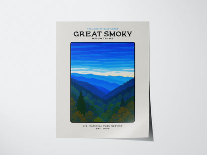Great Smoky Mountains Block Print | Vintage National Park Wall Art
