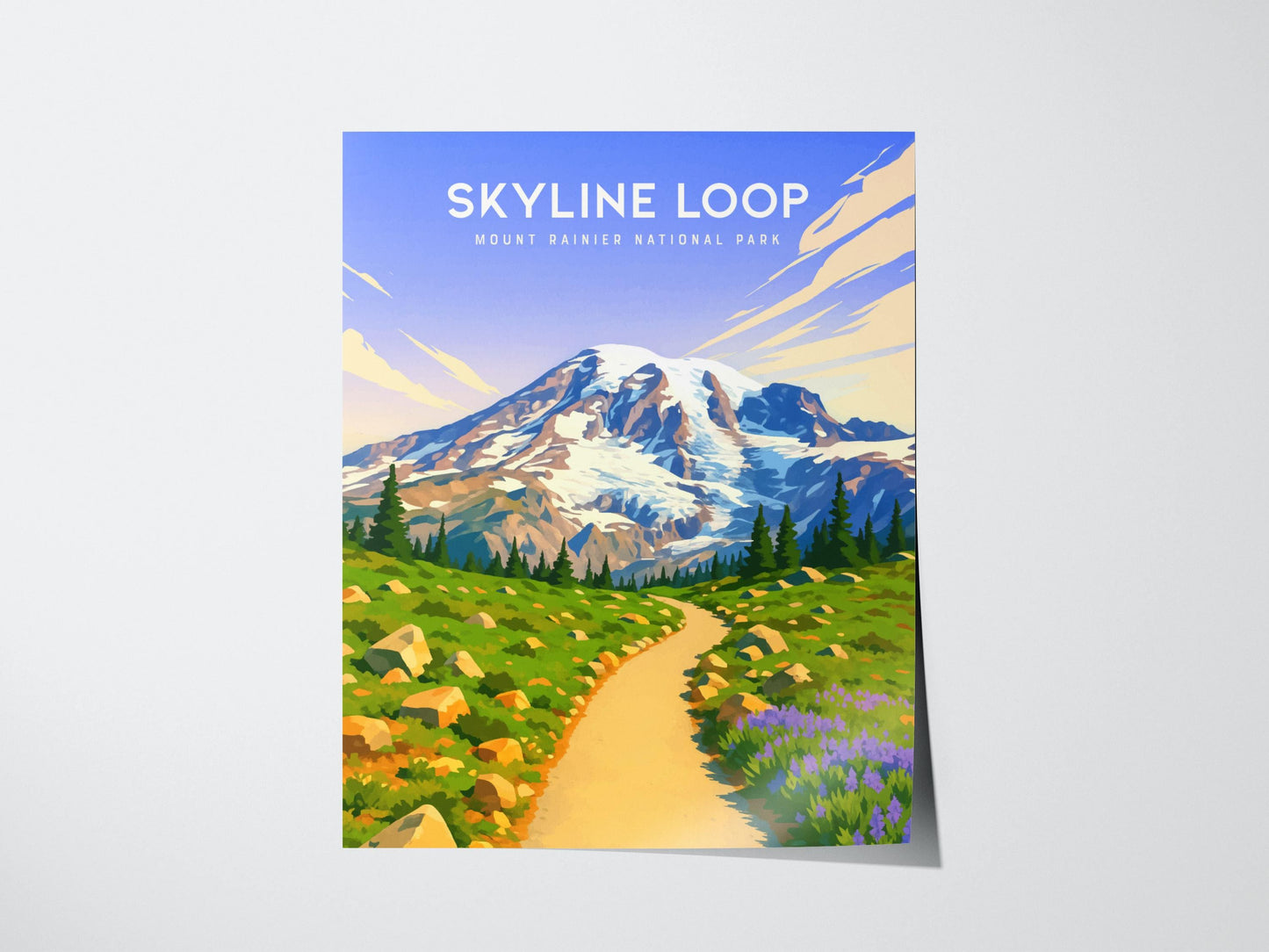 Skyline Loop Trail Mount Rainier National Park Framed Travel Print Wall Art