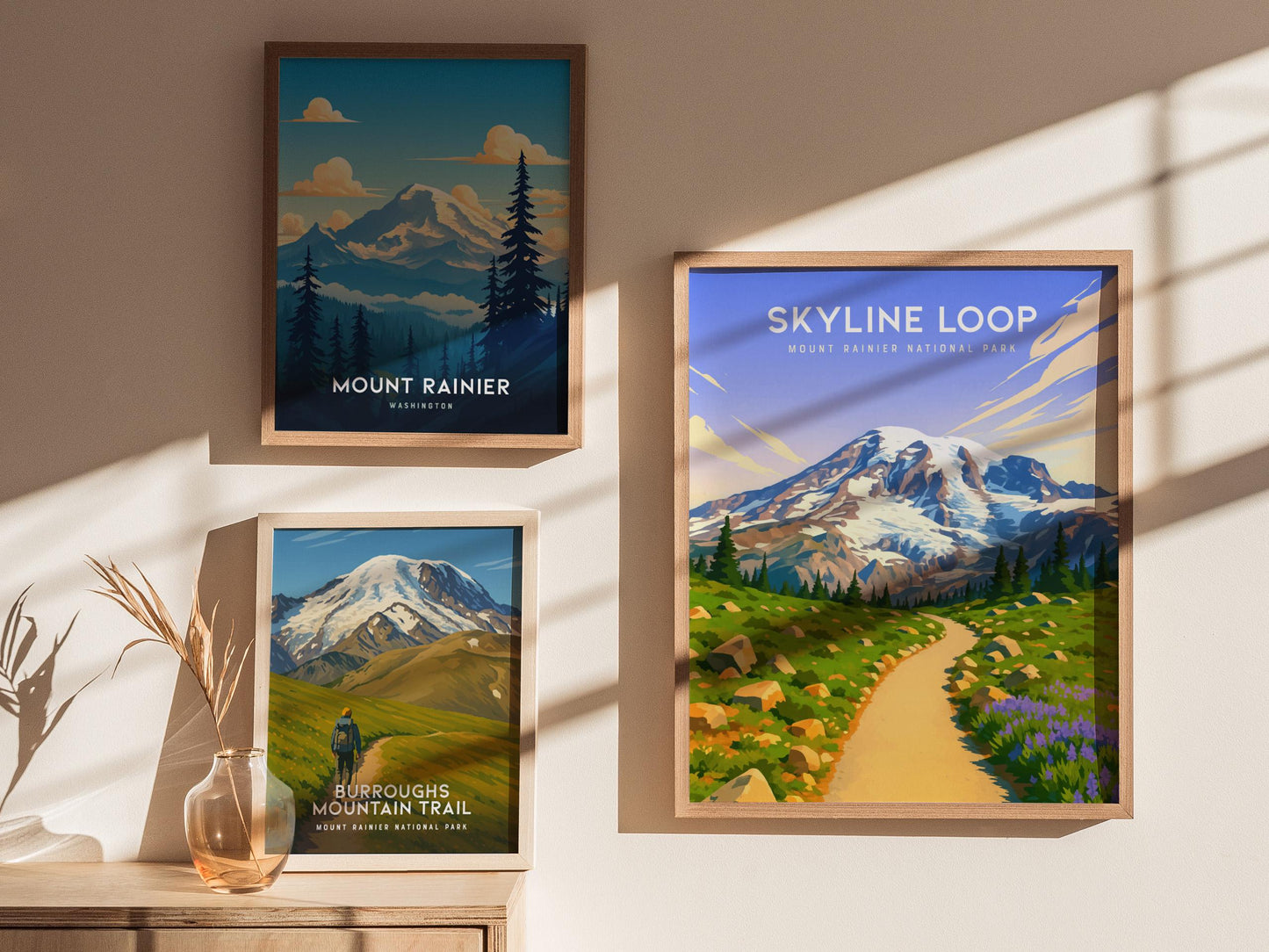 Skyline Loop Trail Mount Rainier National Park Framed Travel Print Wall Art