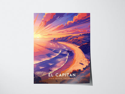 El Capitan State Beach California Coast Framed Travel Print Wall Art