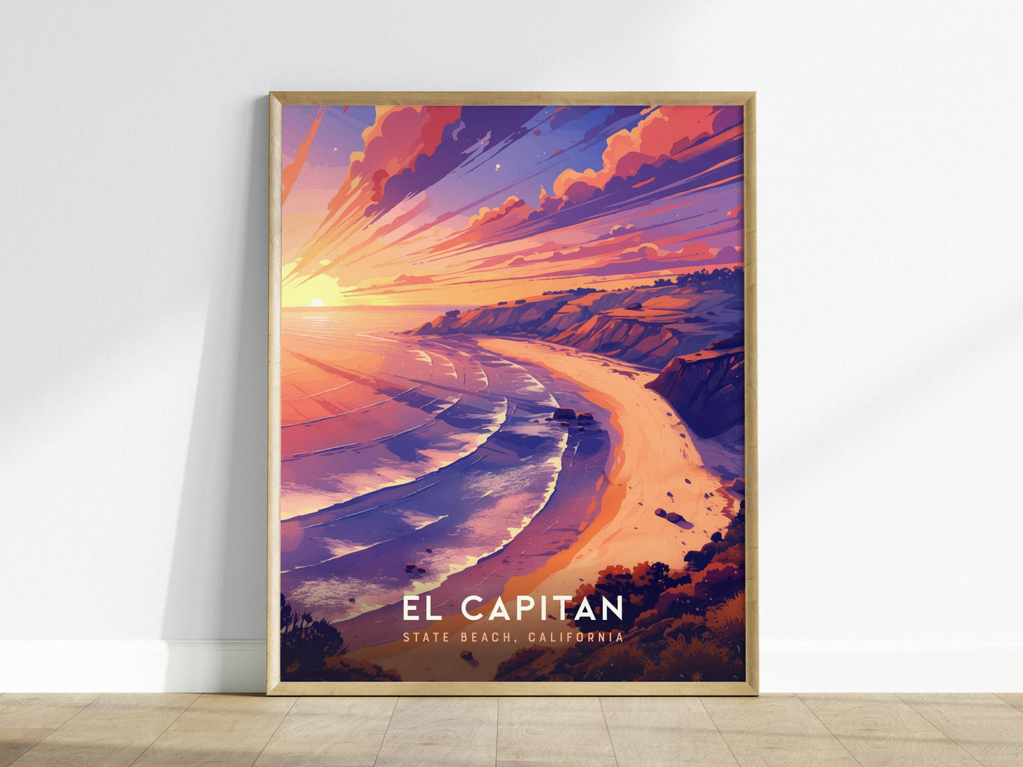 El Capitan State Beach California Coast Framed Travel Print Wall Art