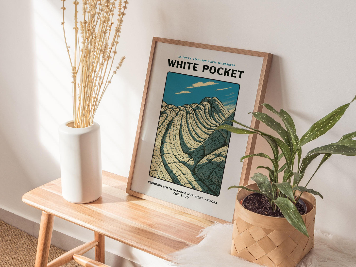 White Pocket Vermilion Cliffs Arizona Vintage Block Print Framed Wall Art