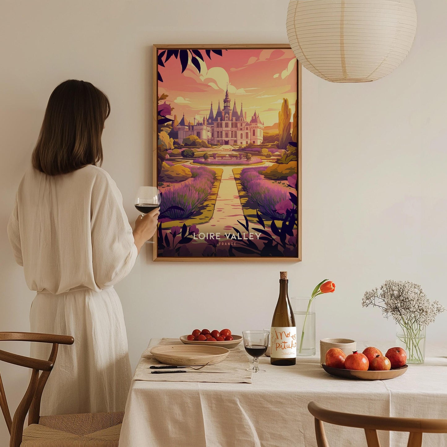 Loire Valley France Chateau Lavender Garden Framed Travel Print Wall Art