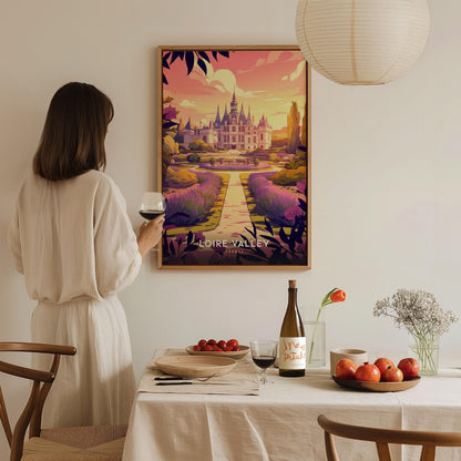 Loire Valley France Chateau Lavender Garden Framed Travel Print Wall Art