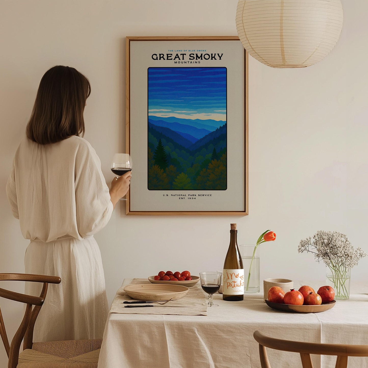 Great Smoky Mountains Block Print | Vintage National Park Wall Art