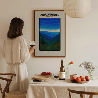 Great Smoky Mountains Block Print | Vintage National Park Wall Art