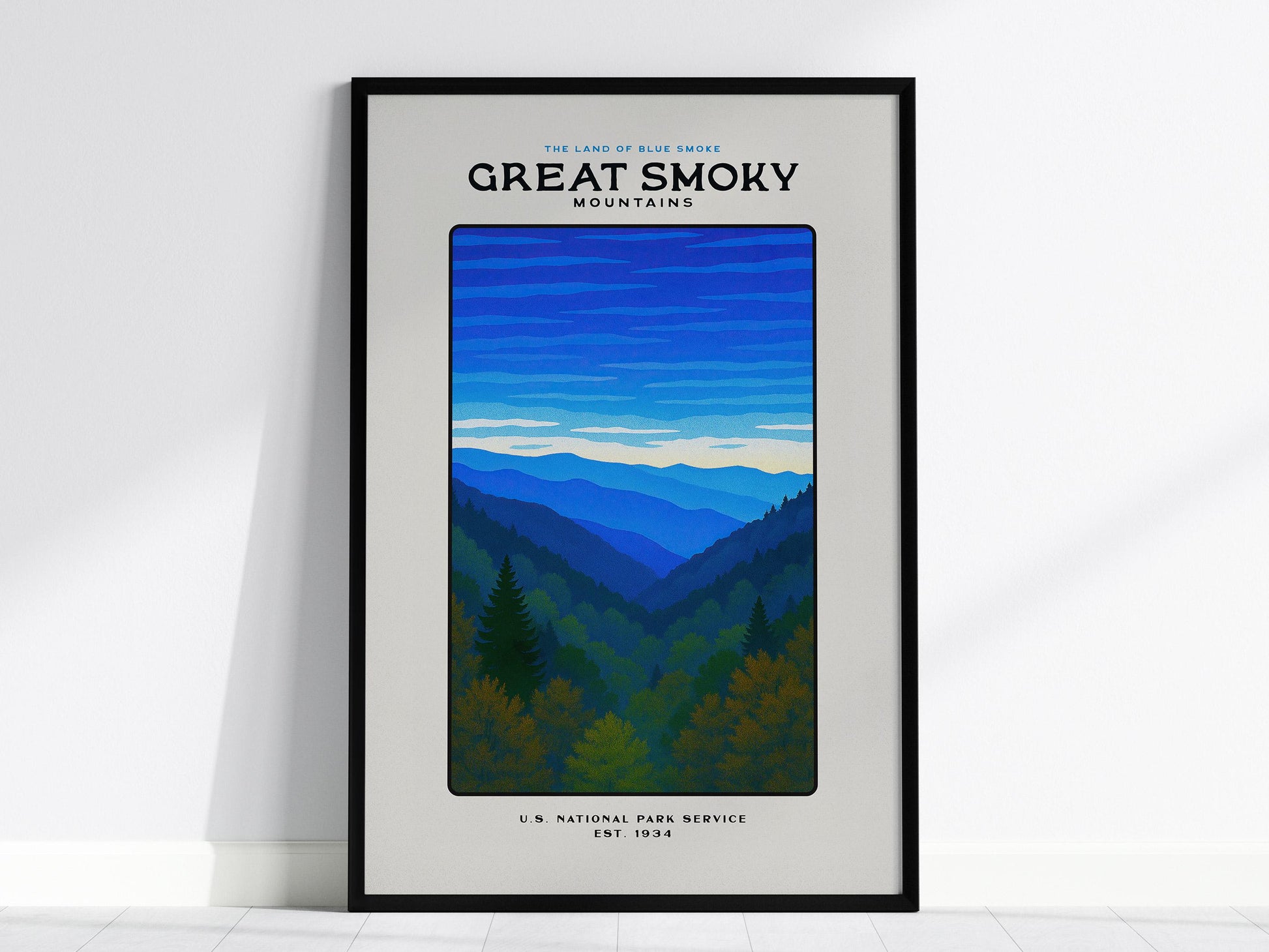 Great Smoky Mountains Block Print | Vintage National Park Wall Art