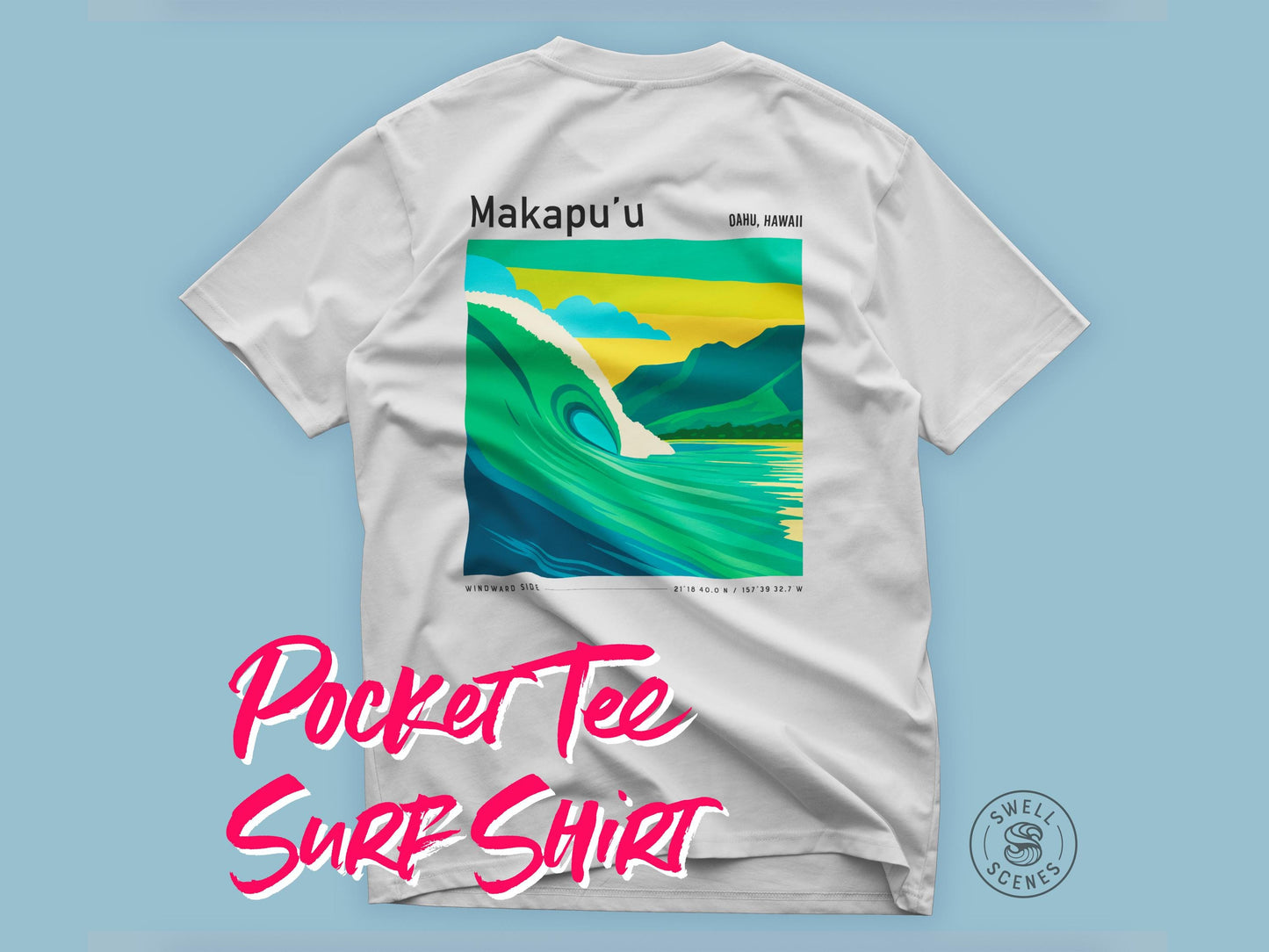 Makapu'u Surf Spot Windward Side East Oahu Hawaii Vintage Surf Shirt Pocket Tee