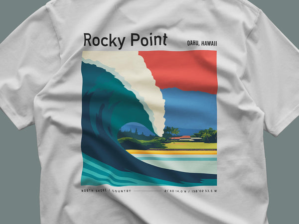 Rocky Point North Shore surf shirt vintage pocket tee Oahu Hawaii surfing t-shirt beach apparel