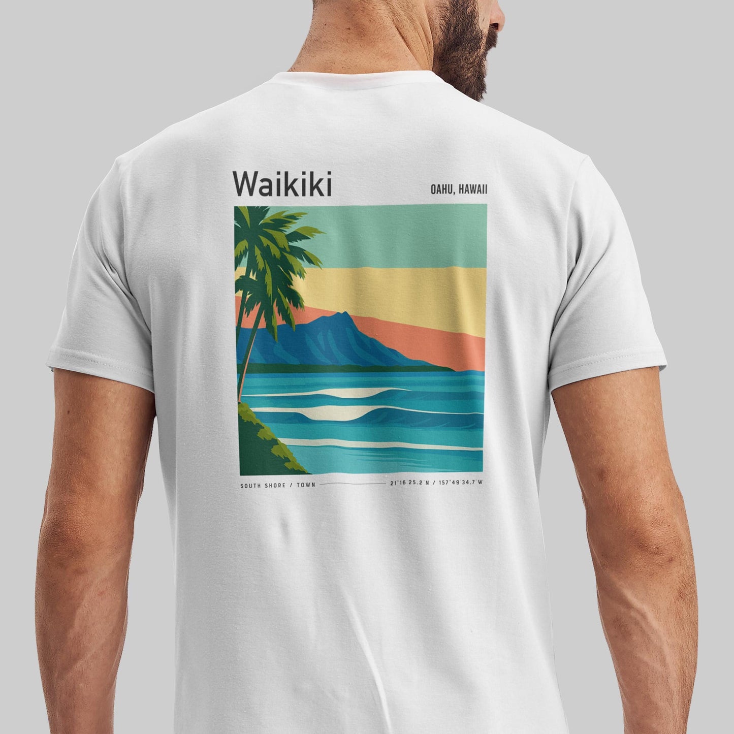 Waikiki South Shore Oahu Hawaii Vintage Surf Shirt Pocket Tee