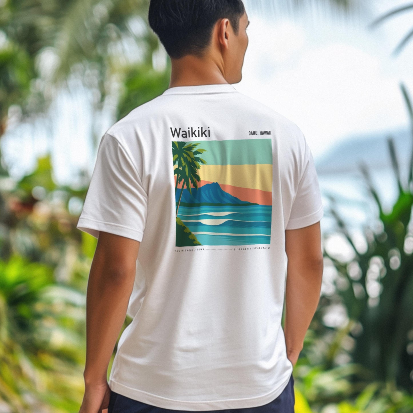 Waikiki South Shore Oahu Hawaii Vintage Surf Shirt Pocket Tee