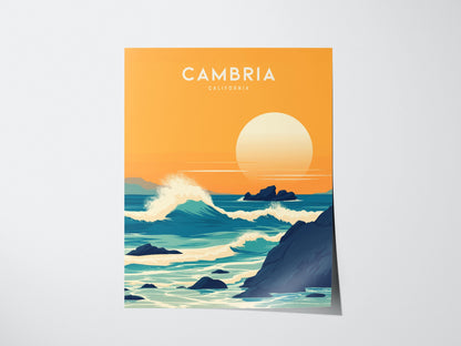 Cambria California Coastal Sunset Travel Print Wall Art