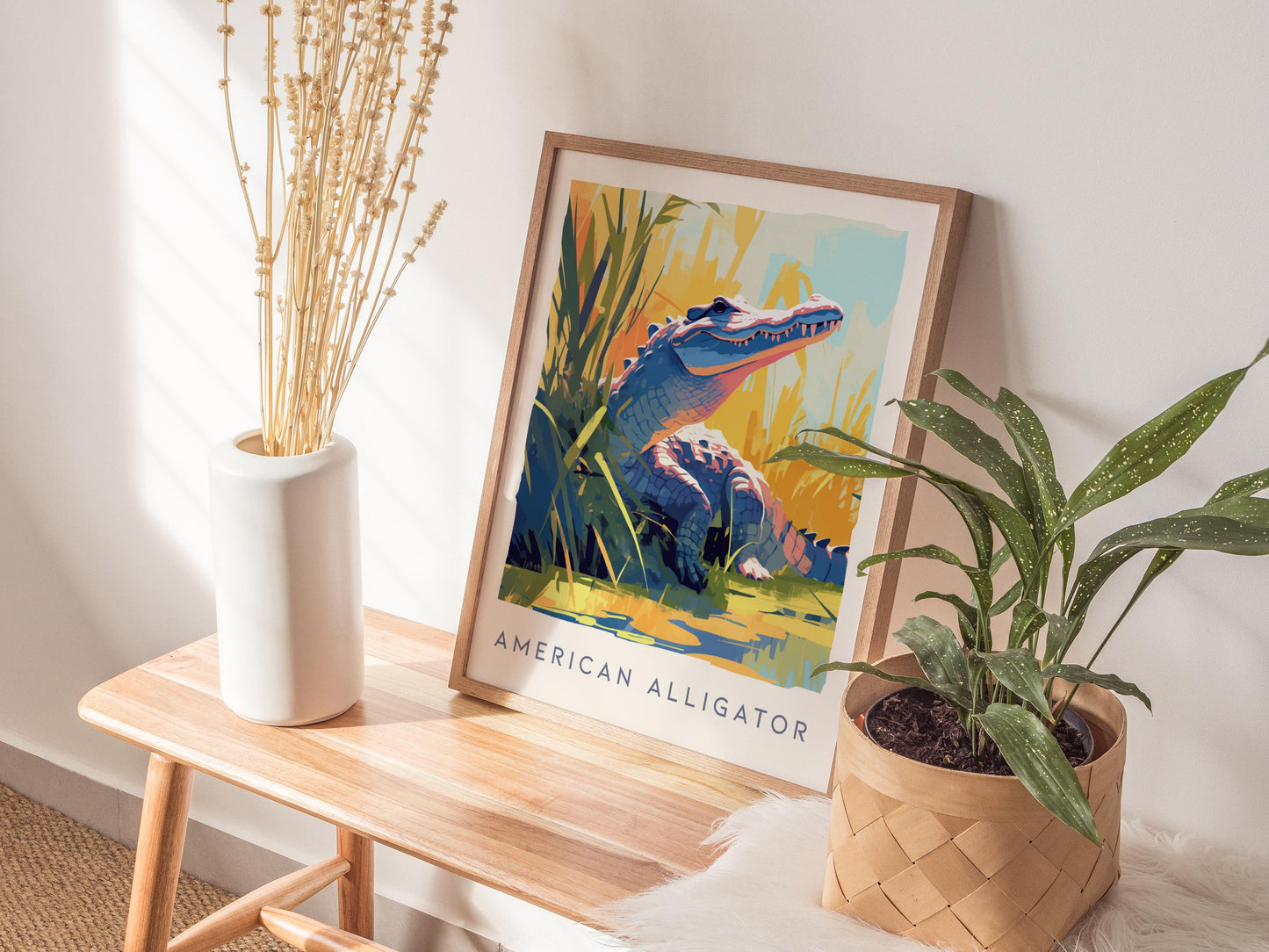 American Alligator Florida Iconic Wildlife Modern Lake House Wall Art