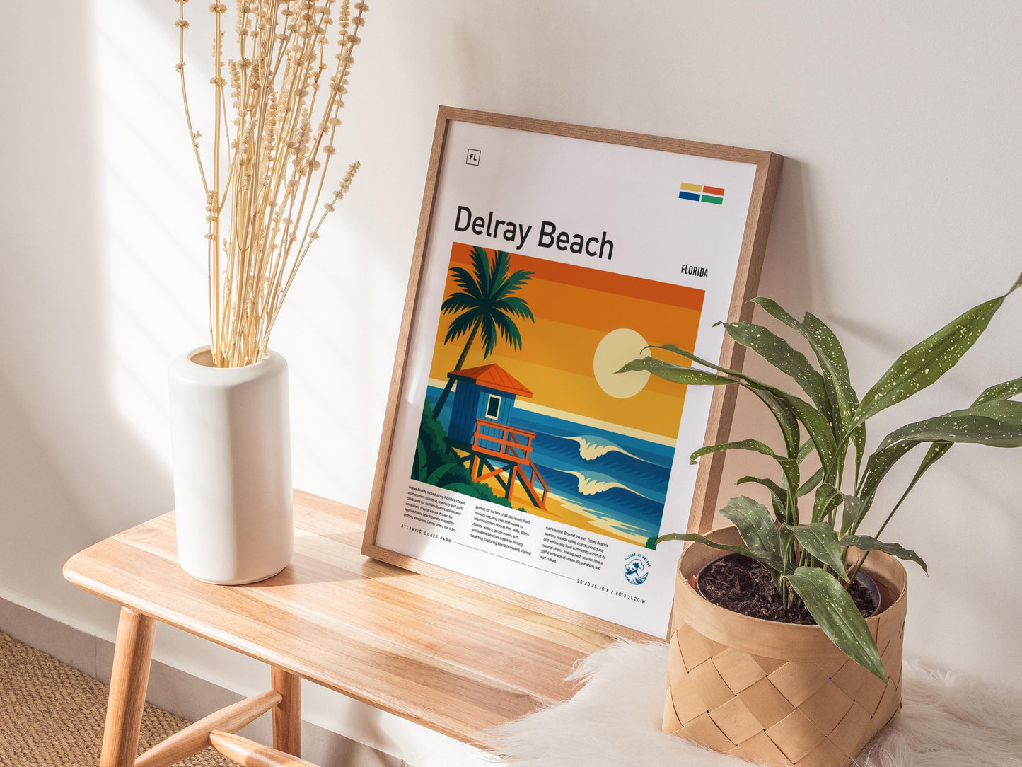 Delray Beach South Florida Surf Spot Tropical Travel Print Surfing Wall Art