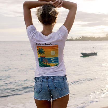 Delray Beach Florida Vintage Surf Shirt Pocket Tee Atlantic Dunes Park Surfer Classic T-Shirt Gift Surfing Design FL Coastal Wear Apparel