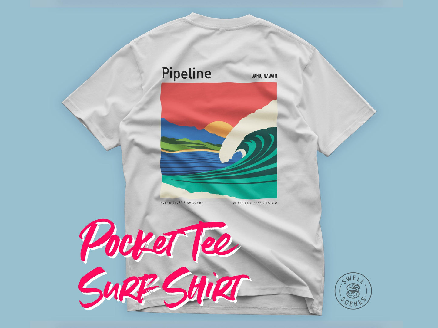 Pipeline North Shore Oahu Hawaii Vintage Surf Shirt Pocket Tee
