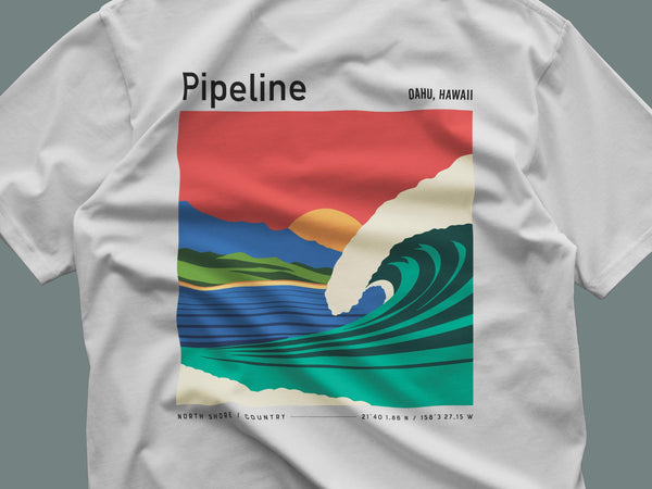 Pipeline North Shore vintage surf tee featuring Hawaii Oahu Banzai Pipe classic surf apparel pocket shirt