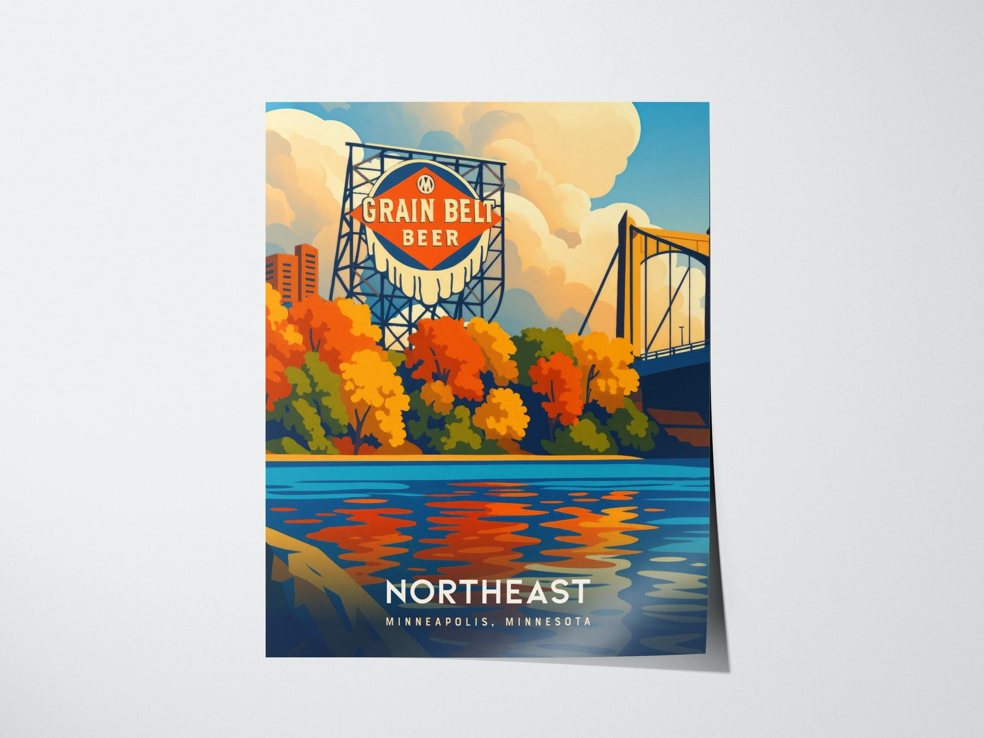 Unframed Northeast Minneapolis travel print on matte archival paper