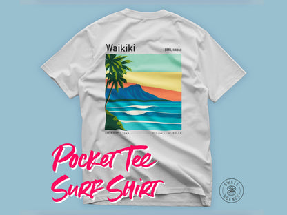 Waikiki South Shore Oahu Hawaii Vintage Surf Shirt Pocket Tee