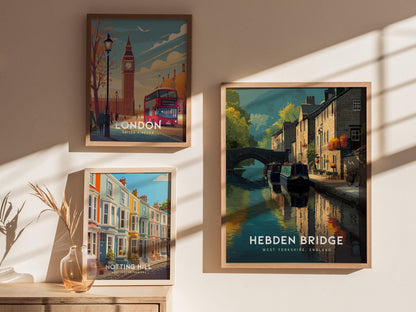 Hebden Bridge West Yorkshire Canal England UK Framed Unframed Travel Print Wall Art