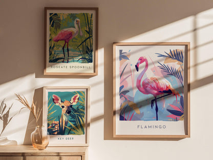 Pink Flamingo Tropical Bird Lover South Florida Audubon Print Wall Art