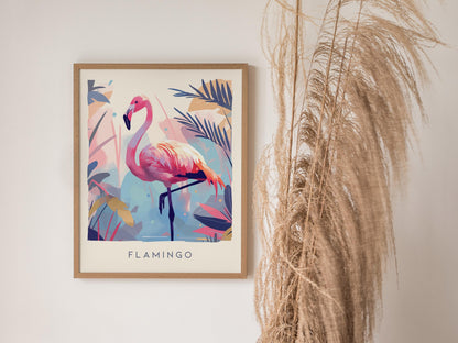 Pink Flamingo Tropical Bird Lover South Florida Audubon Print Wall Art