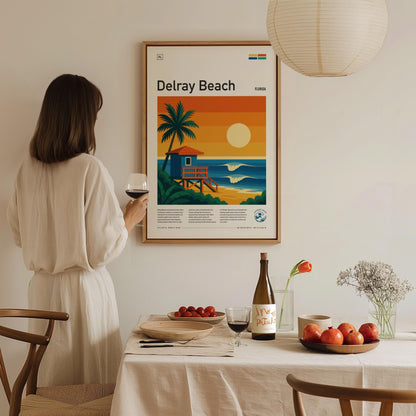 Delray Beach South Florida Surf Spot Tropical Travel Print Surfing Wall Art