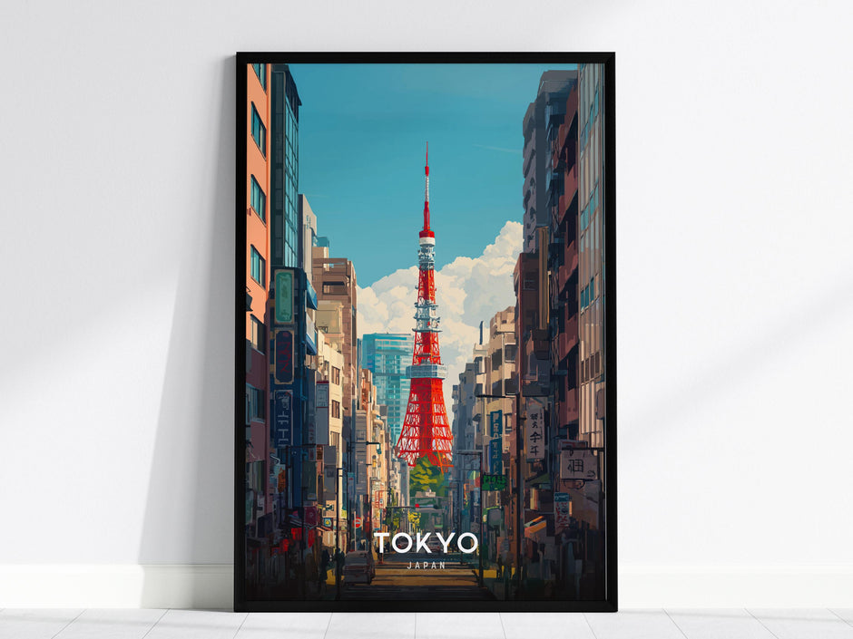 Tokyo Japan Tokyo Tower Vibrant Japanese Cityscape Framed Unframed Travel Print Wall Art