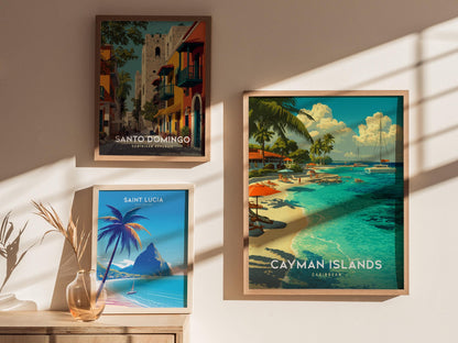 Cayman Islands Caribbean Beach Tropical Framed Unframed Travel Print Wall Art