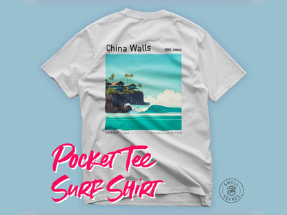 China Walls Oahu Hawaii Kai Vintage Surf Shirt Pocket Tee Classic Surfer T-Shirt Gift Surfing South Shore HI Beach Wave Wear Travel Apparel