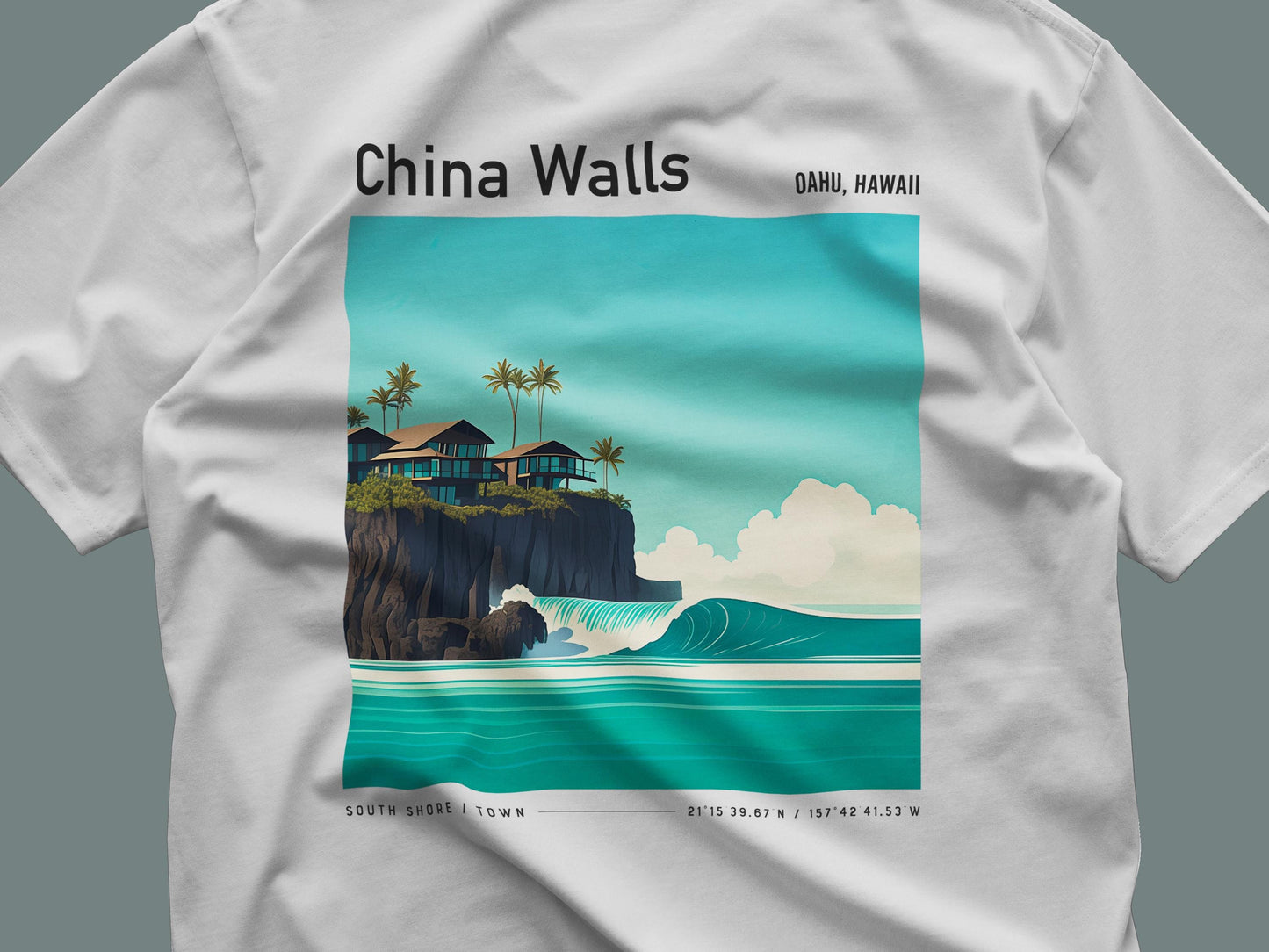 China Walls Oahu Hawaii Kai Vintage Surf Shirt Pocket Tee Classic Surfer T-Shirt Gift Surfing South Shore HI Beach Wave Wear Travel Apparel